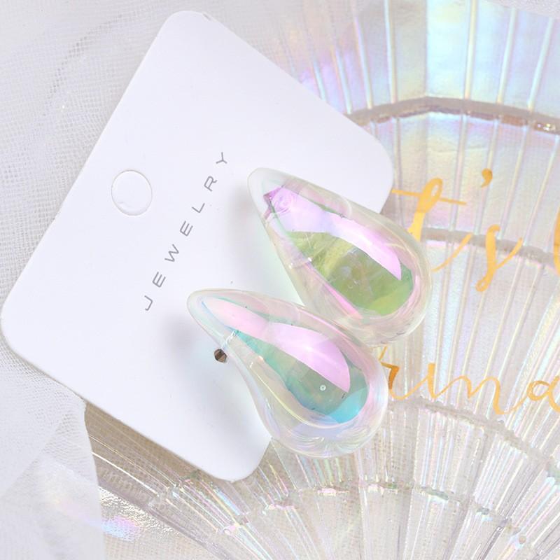 Punk Big Waterdrop Acrylic UV AB Dazzling Illusory Smooth Stud Earrings for Women Hyperbole Geometry Party Jewelry Gift