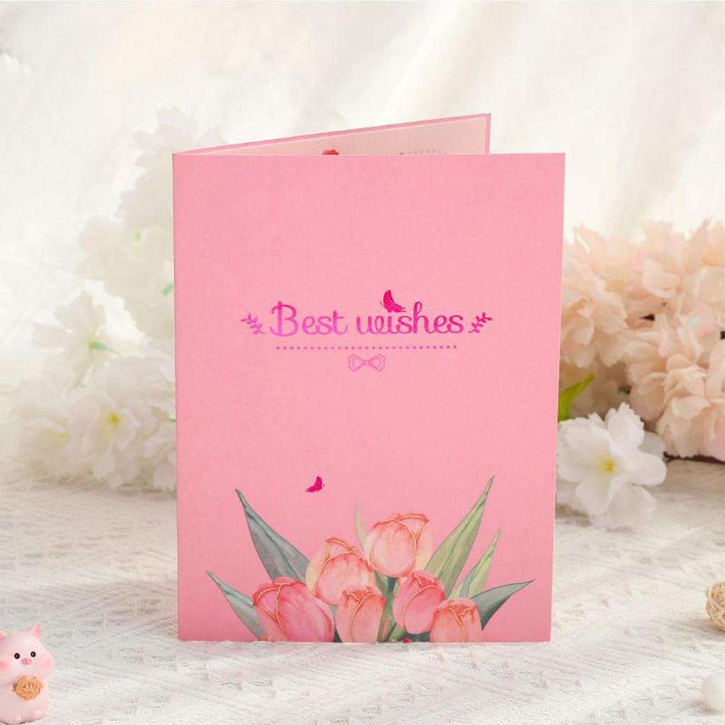 Valentines Card For Mom 3D Embossed Foil Romantic Flower Decor Couple Anniversaries Card For Family Friends Wife Mother Sister