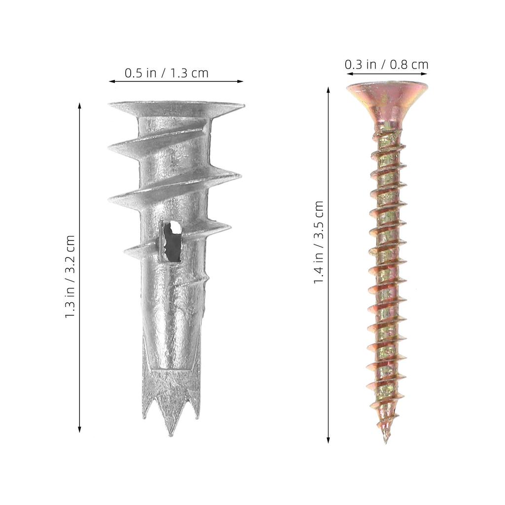 20 Sets Spiral- Gipskartondübel Schwerlast Zinklegierung Eisenschrauben Wandbefestigungs-Set für Badezimmer Küche Regale Zubehör