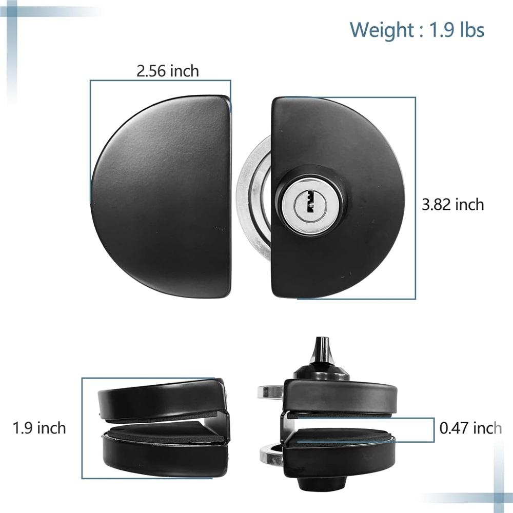 No Drilling Stainless Steel Glass Door Lock Central Glass Door Lock Double Sliding Glass Door Black
