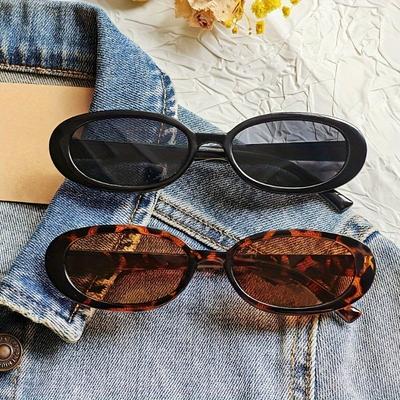 2 Pairs of Women's Oval Shaped Fashionable Glasses, Lightweight and Durable, Small Frame Sunglasses