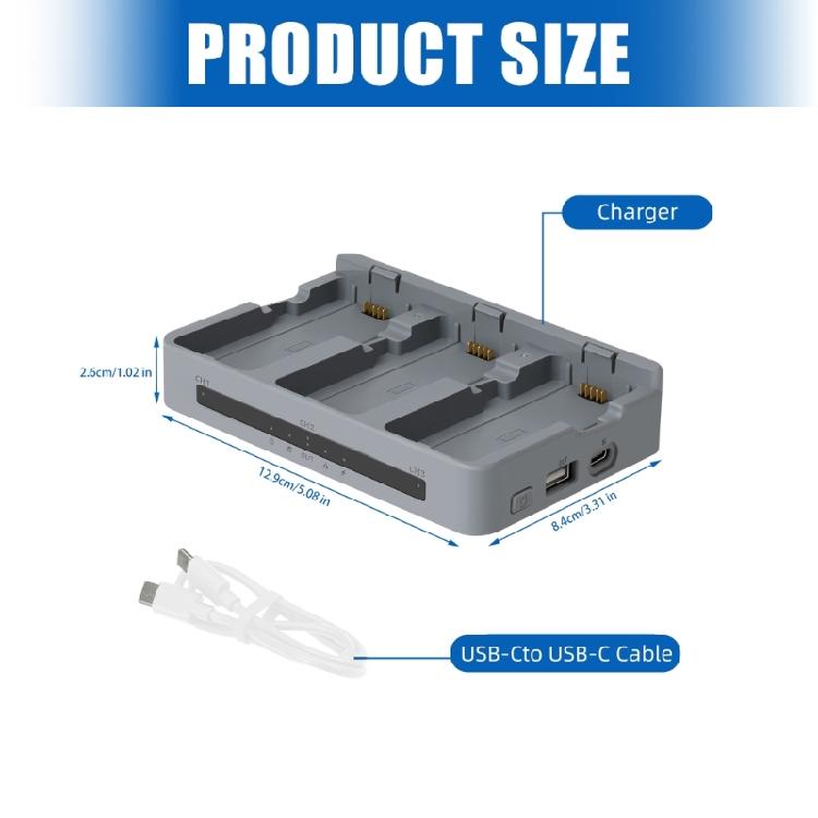 Portable Triple Slot Charging Station With Real Time LED Display Ideal For Batteries Professional Photographers