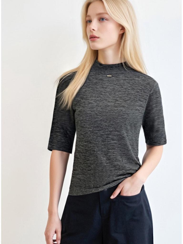 Puyuan 2025 Women's High Neck Merino Wool Base Layer - Classic Autumn/Winter Mid-Sleeve Essential