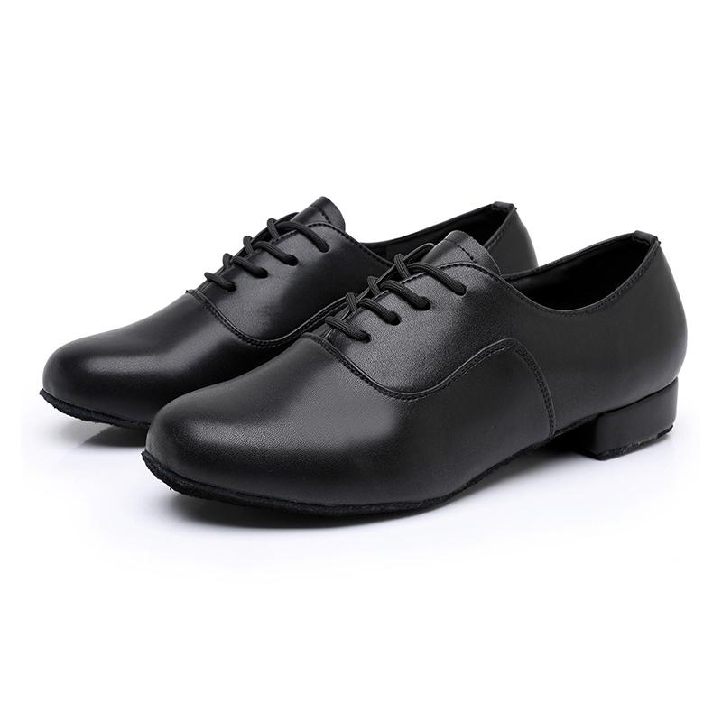 Men's Professional Lace-up Black Leather Latin Tango Ballroom Modern Dance Shoes