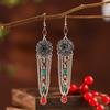 Vintage Exaggerated Long Crystal Tassel Earrings for Women Ethnic Multilayer Rhinestone Silver Color Geometric Earrings Jewelry