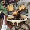 2D Flat, 1pc Round "Charming Moose Bathroom Theme" Aluminum Wall Sign, Funny Moose Bath Time Vintage Lodge Design, Durable Weatherproof Decor