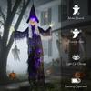 183 cm Life Size Halloween Animated Hanging Witch with Glowing LED Eyes & Body, Spooky Witch Scary Halloween Decorations, Battery Operated