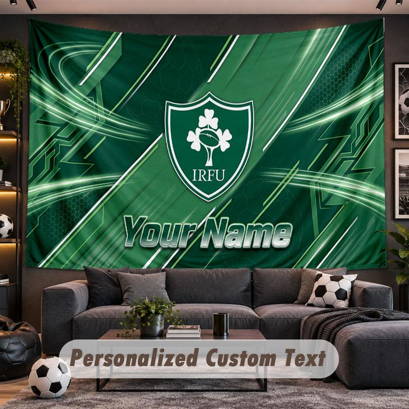 Wall Hanging Tapestry Custom NameIreland Rugby Pattern Personalized Printed Fabric Wall Decor