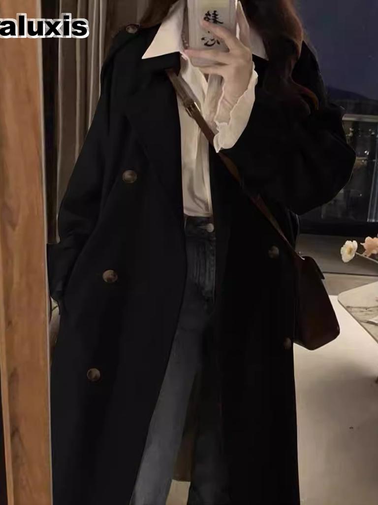 Women's Windbreaker Coat New Autumn Spring British Style Long Length Petite High-End Beige Overcoat
