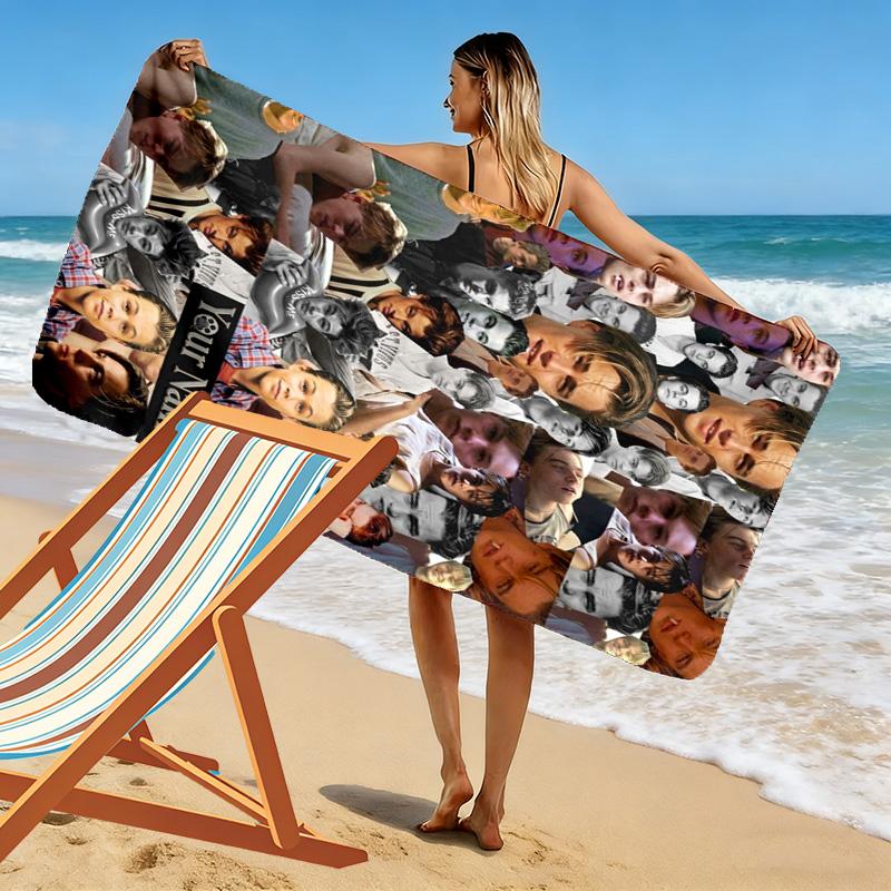 Name Custom Leonardo DiCaprio Print Beach Towel, Large Soft Quick Dry Towel for Beach Camping Swimming