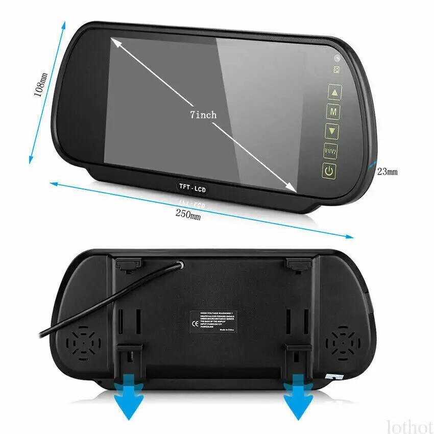 7" Touch Button Rear View Mirror Car Monitor 4PIN Backup Camera 12-24v For Truck