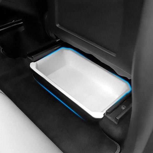 1 Set TPE Storage Box: White & Black Car Interior Accessory for Under Seat