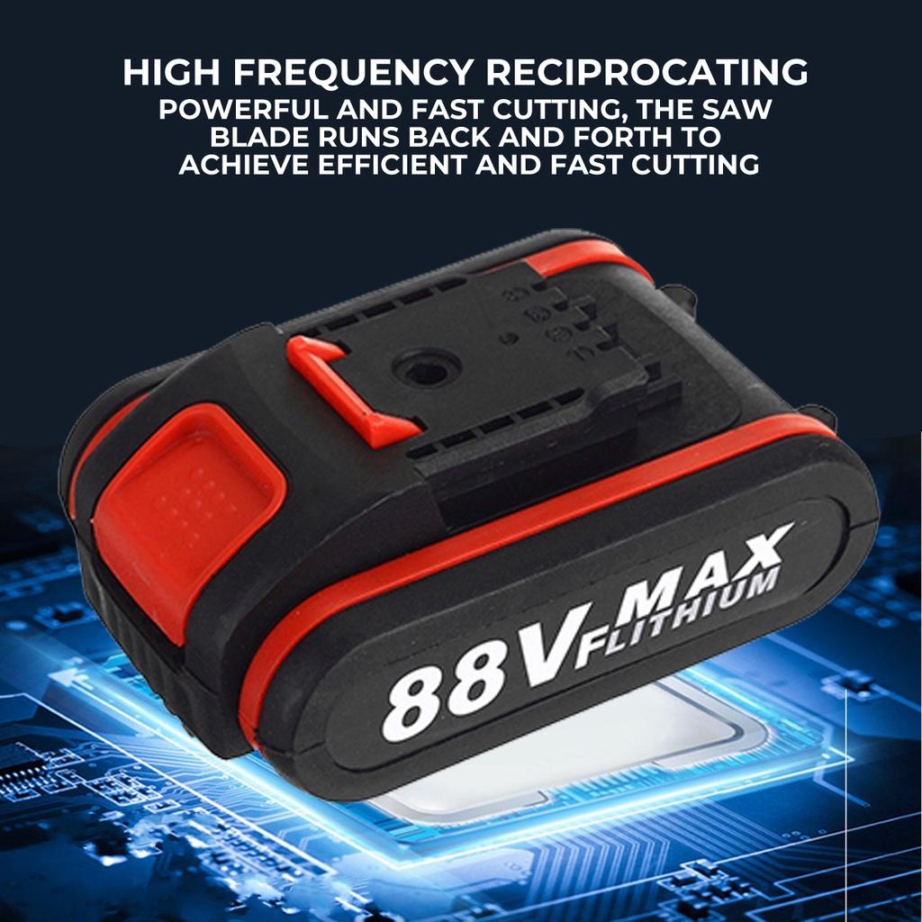 4 Blades Cordless Reciprocating Saw Rechargeable Electric Saw Metal Cutting Woodworking Tool Kit with 1/2 Battery +Box 88V
