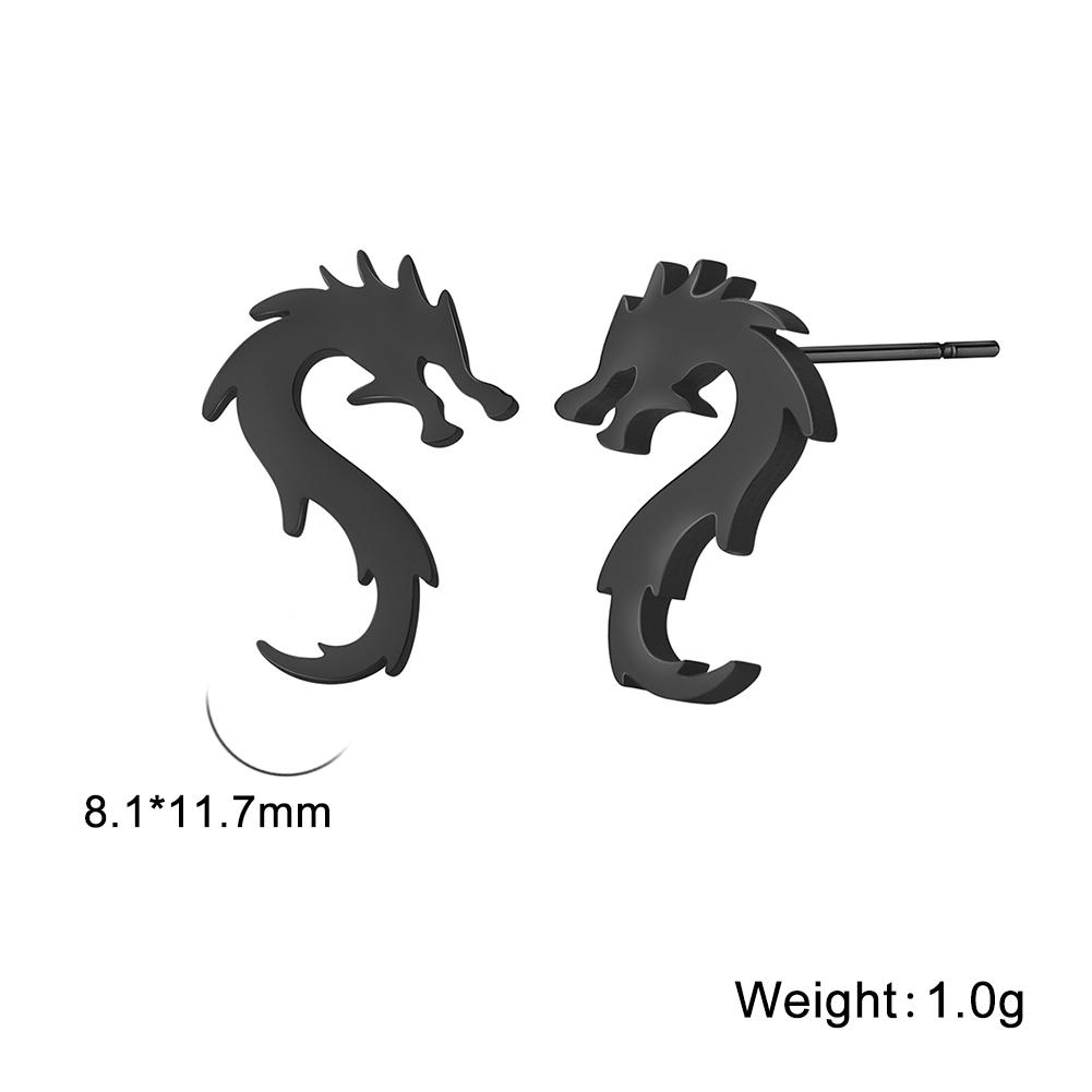 My Shape Punk Dragon Totem Stud Earrings for Men Women Hippop Black Color Stainless Steel Earring Vintage Jewelry Celtics Amulet