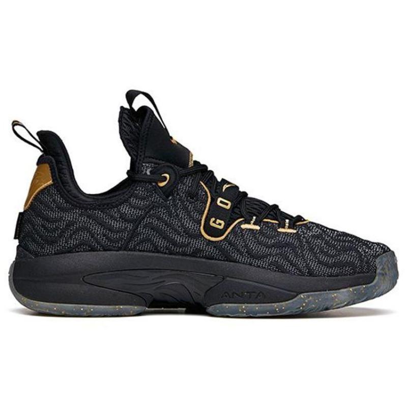 Anta GH2 Hayward Black Golden Shock Absorbing Non-Slip Durable Low-Top Basketball Shoes Men Sneakers 112131103-2