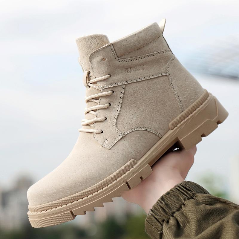 Men's Casual 6CM Height-Increasing High-Top Martin Boots for Autumn and Winter