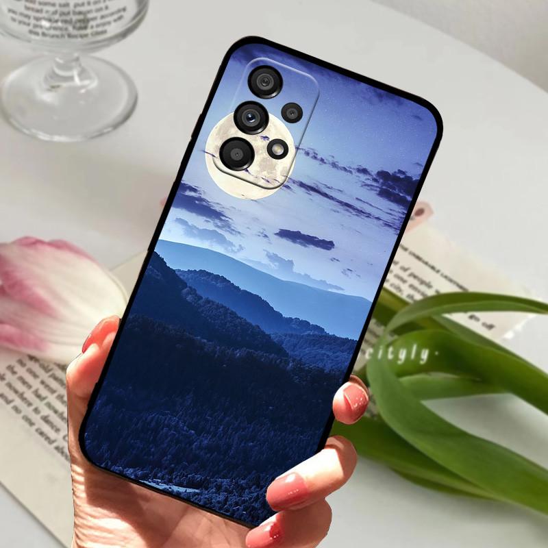 For Samsung A73 5G Case A53 A33 Black Animals Painted Cases for Samsung Galaxy A33 5G Cover A73 2022 Silicone Back Bumper Shell