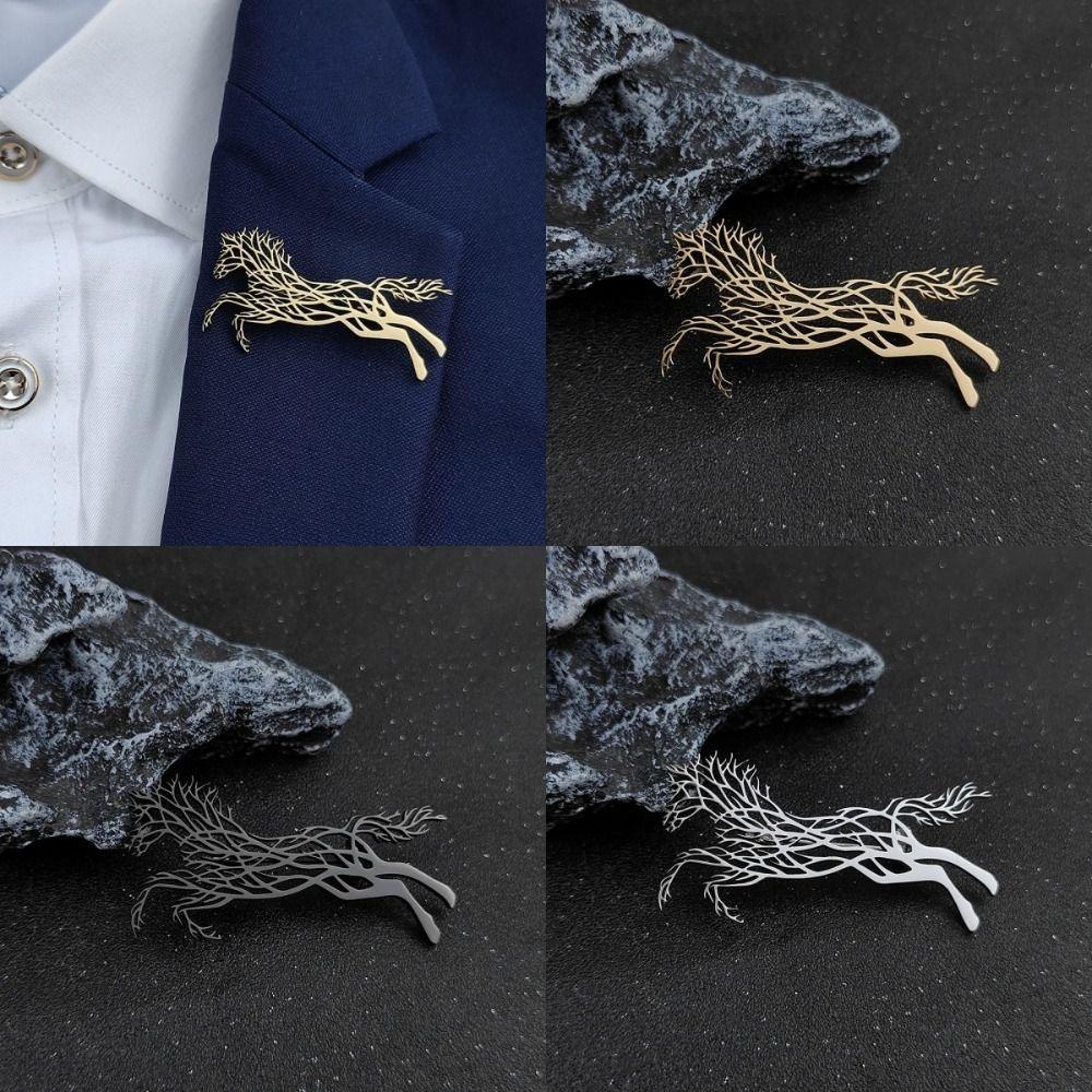 Luxury Leopard Stainless Steel Brooches Classic Zodiac Animal Lapel Pins for Women