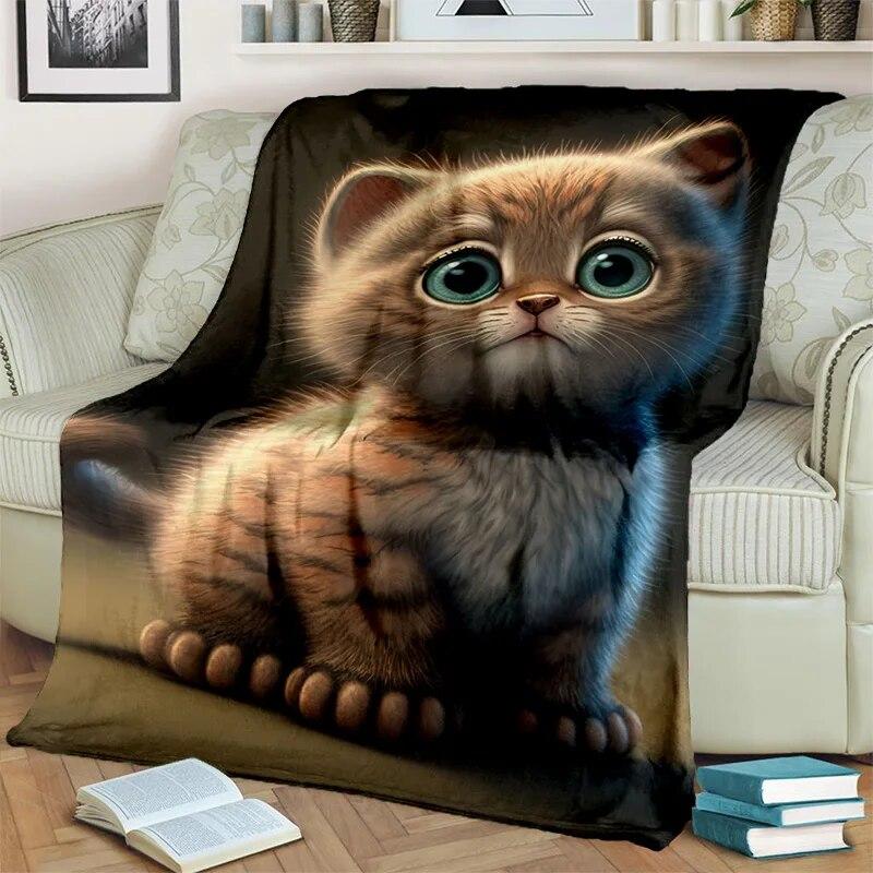 Roztomilá kočka kaliko, kočka Garfield, perská kočka, kreslená deka Ragdoll, měkká deka pro domácí ložnici přikrývka na pohovku pro děti