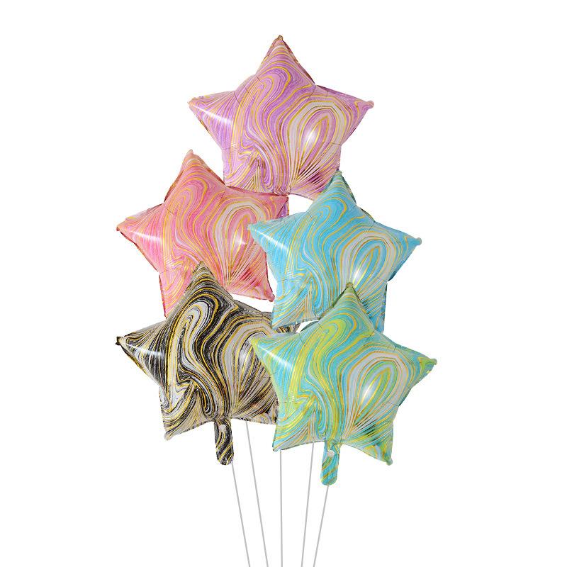 

10pcs 18inch Gold wire texture Agate balloons baby shower Star Heart helium balloon Wedding decoration Birthday Party Air Globos 18inch