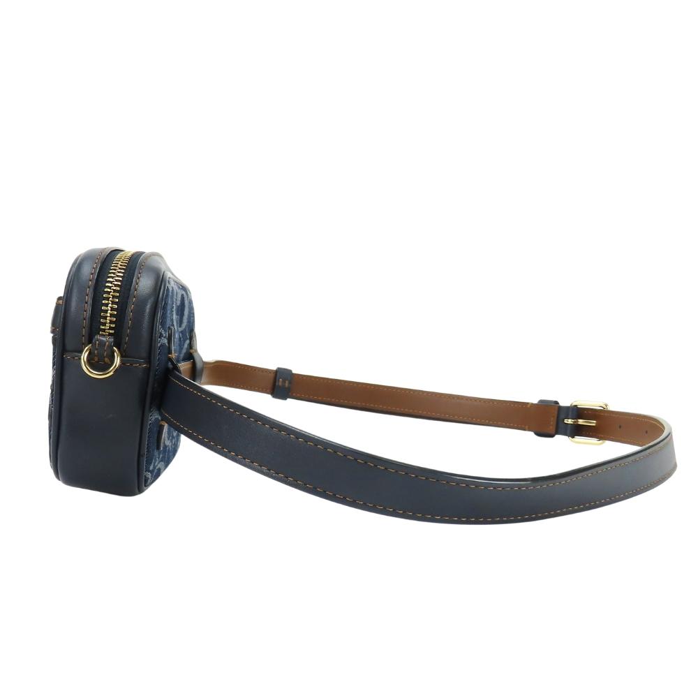 Gebrauchte COACH Bauchtasche Signature Denim F58550 Gürtel Denim/Leder Marineblau Marineblau Kameratasche