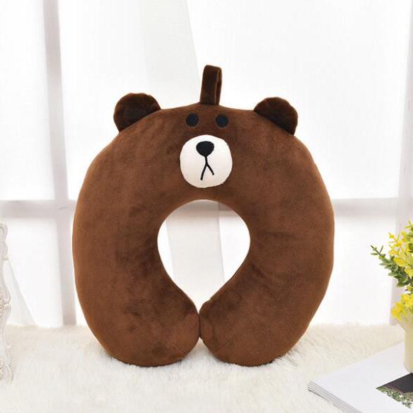 

Мультфильм милый бурый медведь U подушка PP хлопок подушка для шеи подушка для путешествий и офиса 30*30cm коричневый