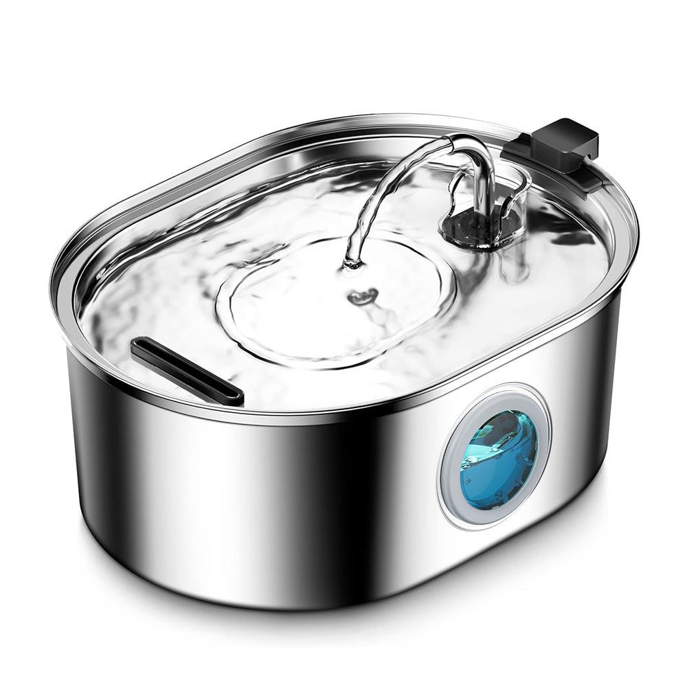 Fontaine à eau automatique pour chat en acier inoxydable de 3,2 L avec filtration