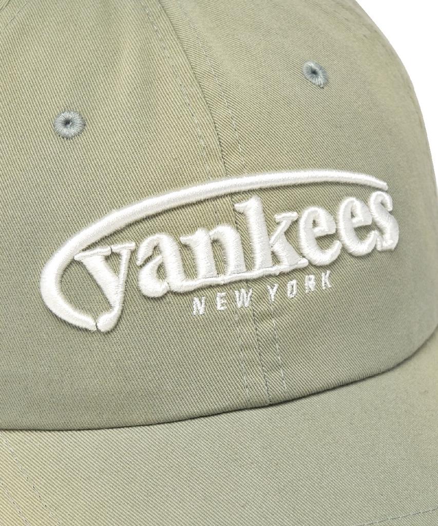 Emelbi Vintage Washed Curve Logo Unstructured Ball Cap Ny (Mg.Khaki)