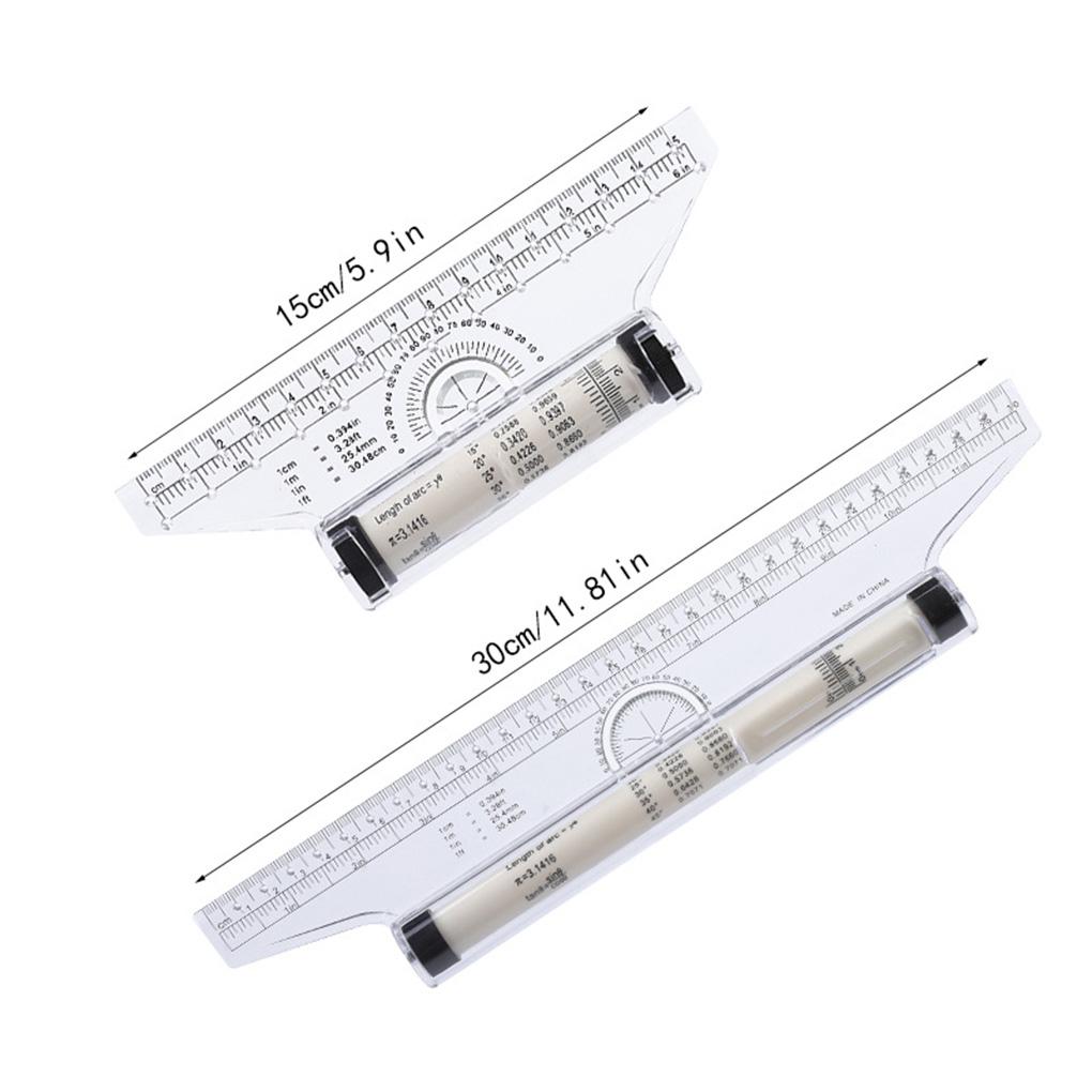 Rolling Parallel Ruler Universal Multifunctional Lightweight Drawing Measuring Transparent Rotatable Protractor