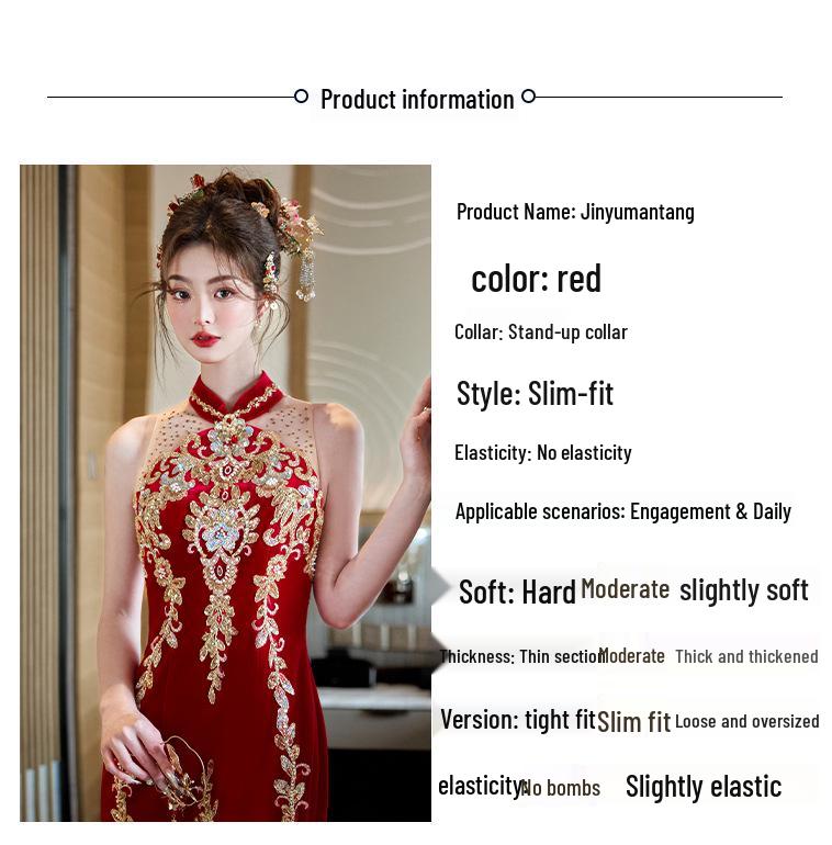 2026 Elegant Chinese Qipao Bridal Set: Engagement Ceremony & Toasting Dress with Shawl
