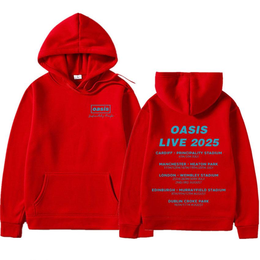 Zpěvák O-Oasis Live 25 Tour Potisk Mikina Pánská Mikiny s Dlouhým Rukávem Unisex Fleecová Volná Pulovr Y2k Oblečení