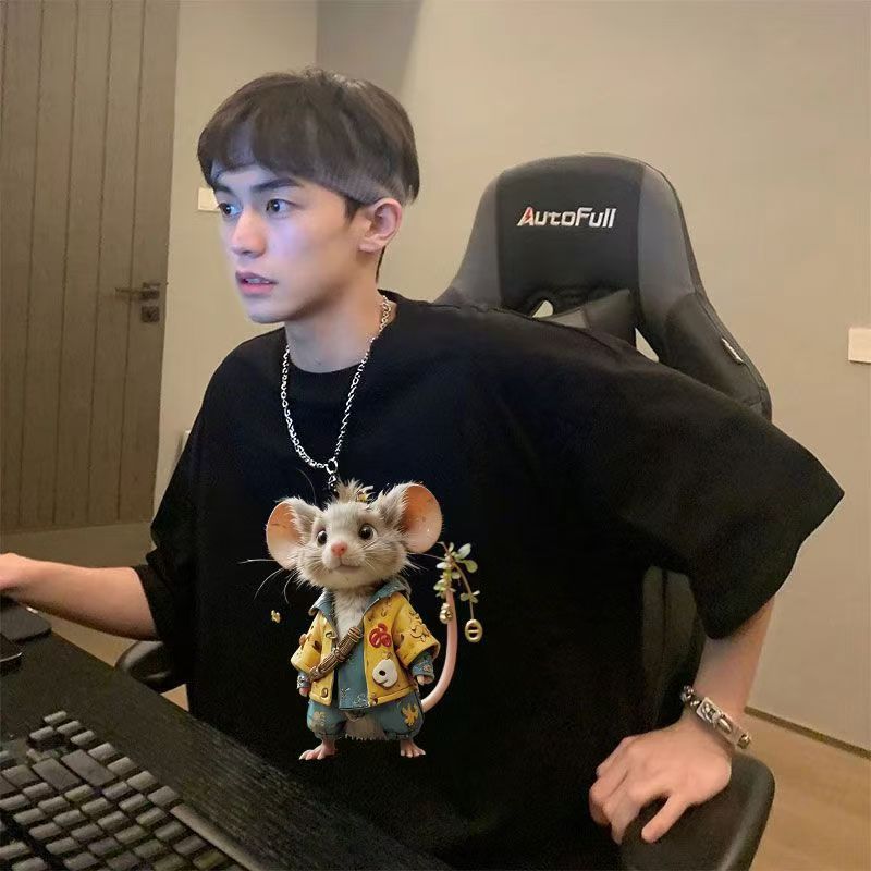 Summer new boys handsome short-sleeved t-shirt pure cotton loose round neck casual t-shirt top