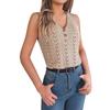 Spring And Summer Button-down V-neck Hollow Sleeveless Top Holiday Sweater For Women