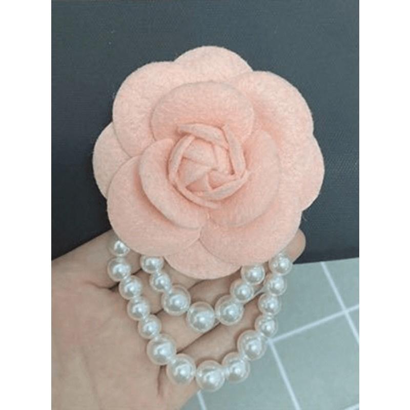 1pc Elegant Women's Camellia Flower Faux Pearl Tassel Brooch Pin for Shirt Collar Clothing Accessory, Party and Wedding Gift Valentines