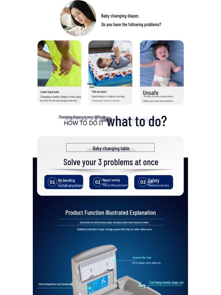 Multifunctional Baby Care & Changing Table with Third Restroom Access