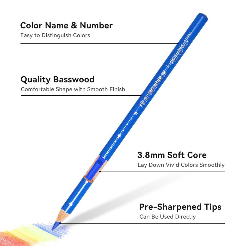 Arrtx 72 Colored Pencils Premium Soft Vibrant Colors for and Professional Coloring Art Supplies for and Teens Set, Core, Coloring, Drawing, Blending,