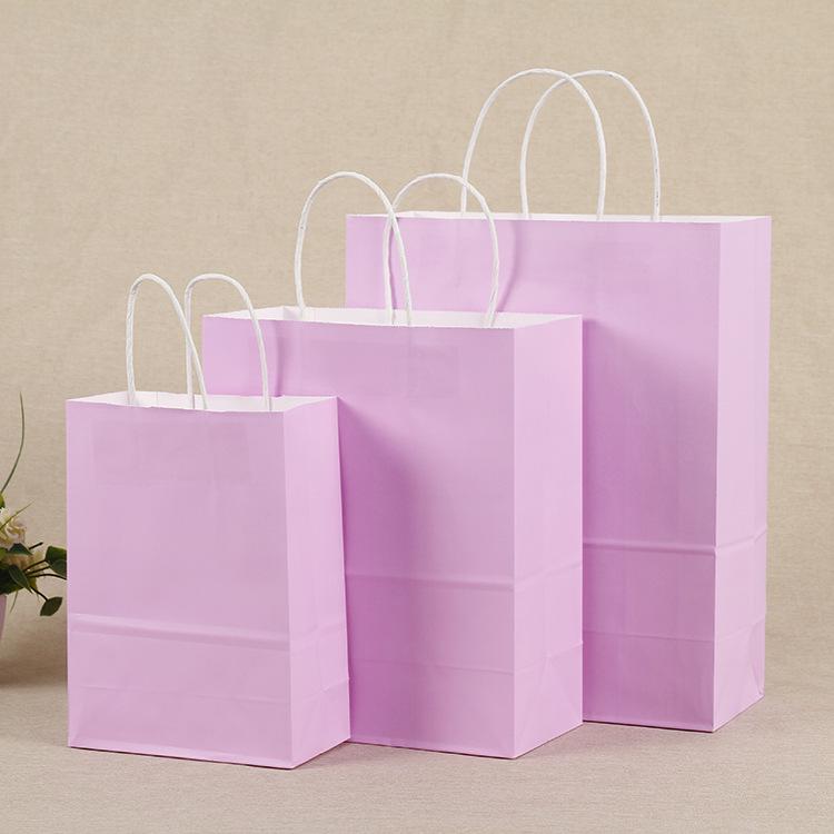 Spot Multi-color Kraft Paper Bag with Handles for Advertising, Gift Packaging, and Shopping, with Custom Printed Logo