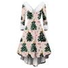Women's Fashionable Casual Fitted Christmas Print Party Long-Sleeved Dress