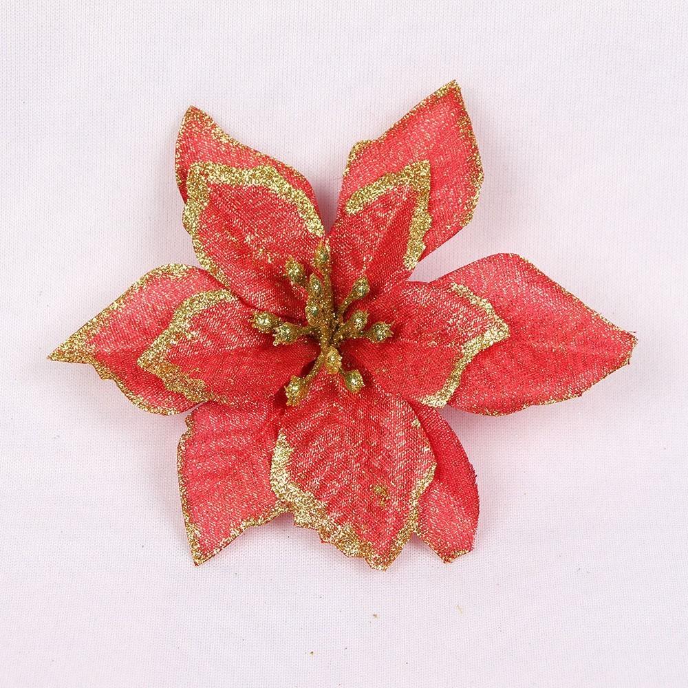 Hochwertiger weihnachtlicher dekorativer floraler Kranz mit glitzerndem dreilagigem Design für festliche Stimmung