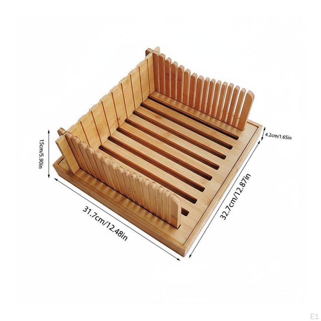 Bamboo Bread Slicer Stable Cutting Slots Slicing Board with Tray Easy to Hygienic