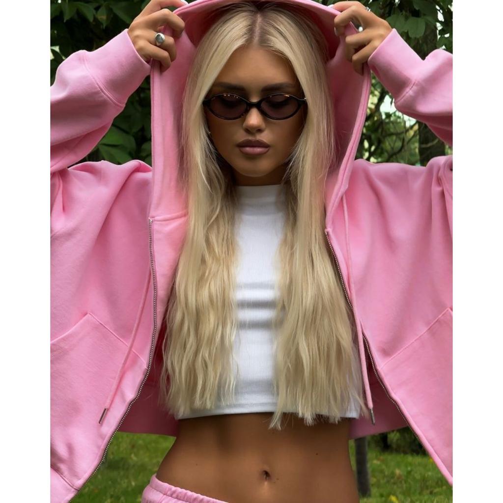 Women's New Zipper Hooded Sports Cardigan with Tie Up Pants Two-piece Casual Set