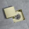 HIDEEP Moderne gebürstetes Gold Fliesen-Einlage Badezimmer Dusche Geruchshemmende Abflüsse 10x10cm Quadratisch Schwarzer Edelstahl Toilettenbodenablauf