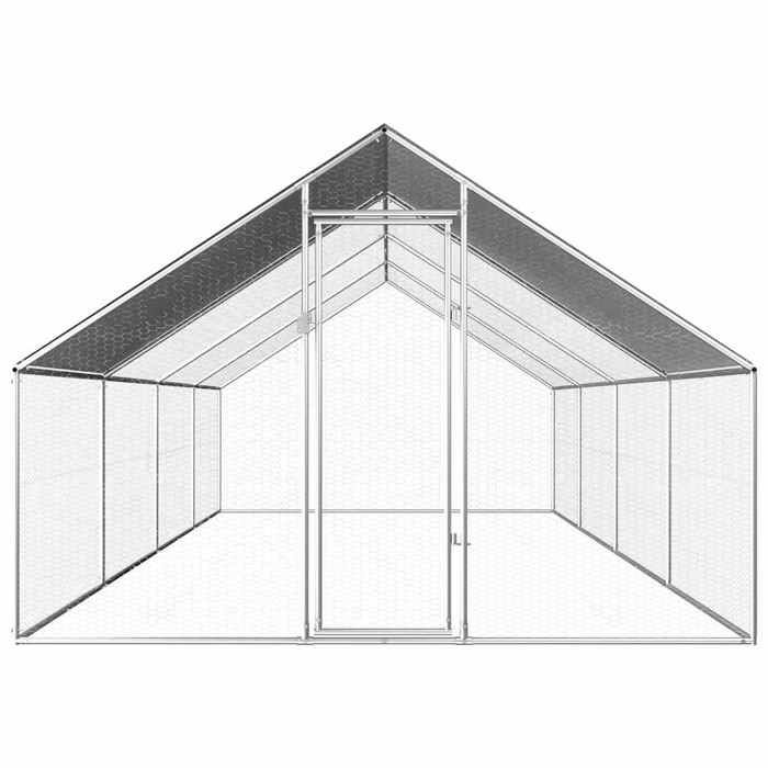 VidaXL Poulailler d'Extérieur 2,75x8x1,92 m Acier Galvanisé Cage Canard Poulet 170791