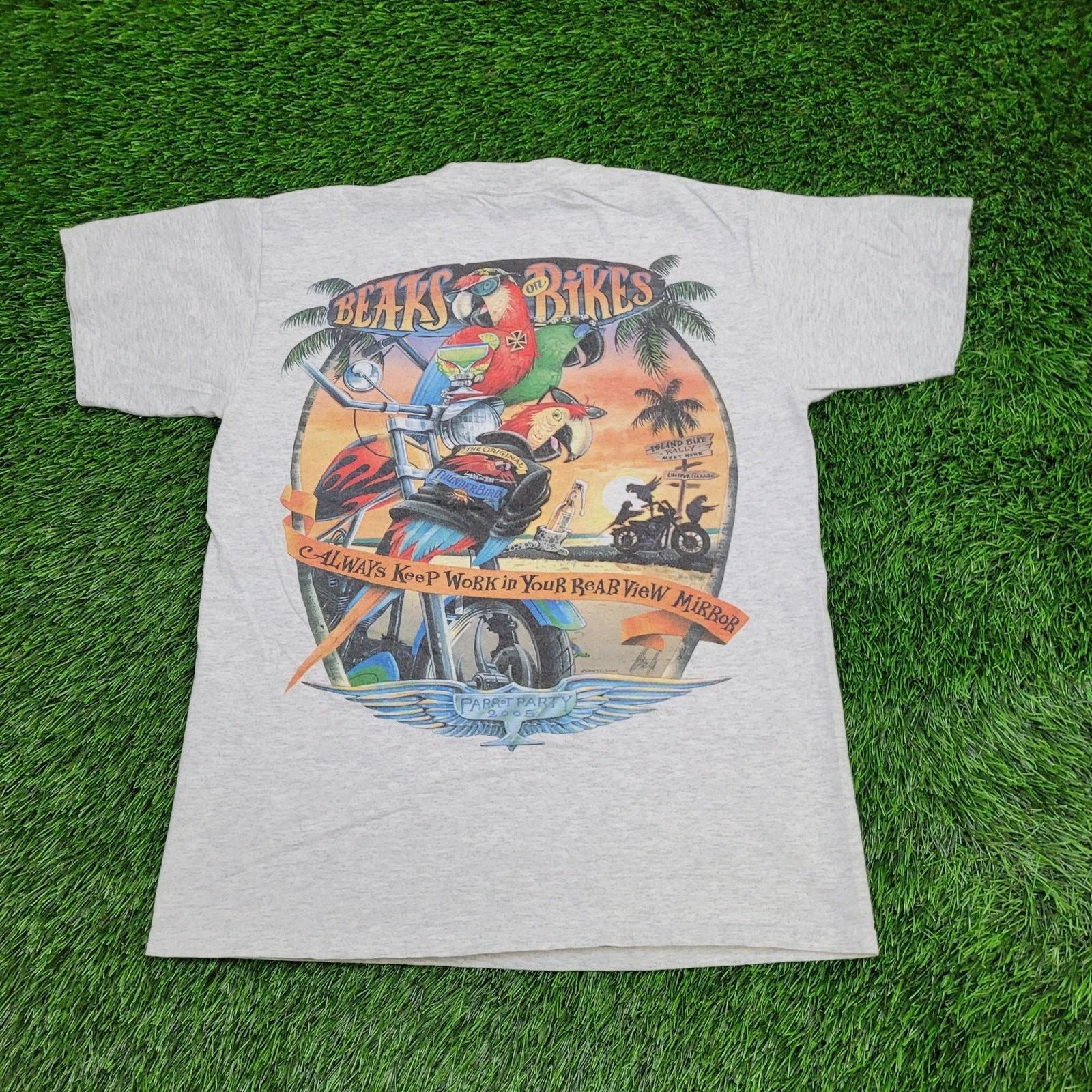 

Vintage 2005 Bird Parrot Shirt S/M 20x26 Gray Beaks Bikers 4XL