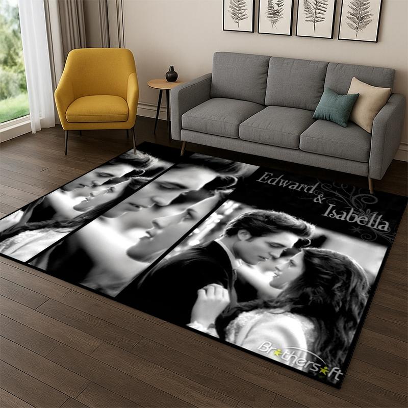 Classic Twilight Saga Edward Bella Carpet Rug for Playroom Bedroom Living Room Sofa Home Decor,kid Area Rug Non-slip Floor Mat