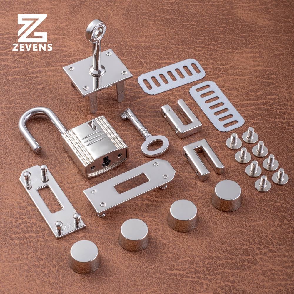 Platinum Leather Hardware Set: Lock, Buckle, Screw, Base, Stud, Clasp - Free Shipping