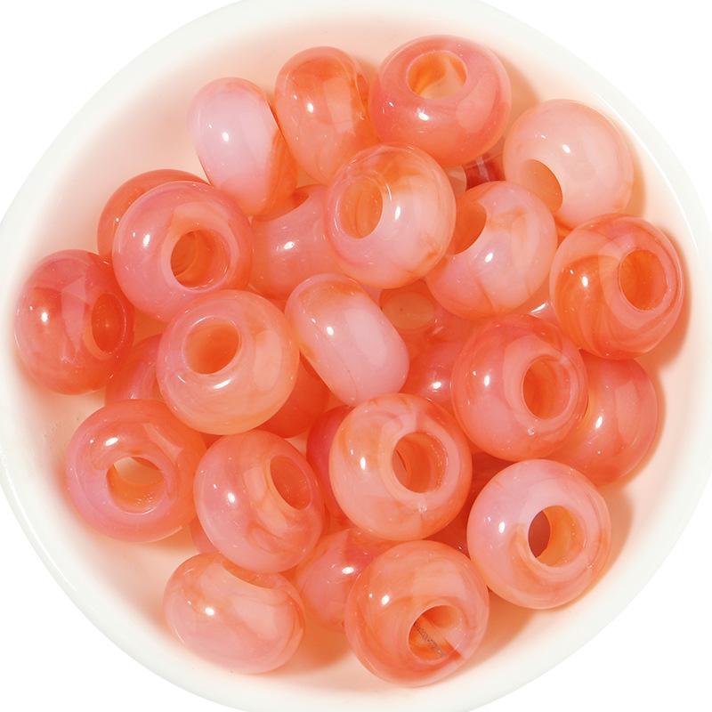 50 Acrylic Two-Color Crackle Crystal Large Hole Beads - Spring Color Spacer for DIY Bracelets