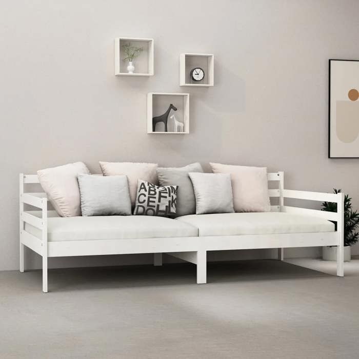 Maison Exclusive - Lit de repos avec matelas 90x200 cm Blanc Bois de pin massif