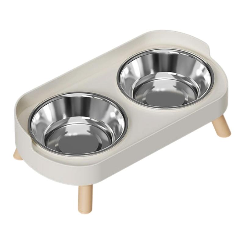 

Ergonomic Dog Bowls With Double Bowl Splash Proof Dish Durable Bowl For Healthy Eating Bright Color Dish серый