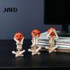 Halloween Skull Figurine 3 Pcs Skeleton Statue, Hear See Speak No Evil Pumpkin Head Gothic Home Decoration Figurine, Resin Spooky Ornament for Mantel,